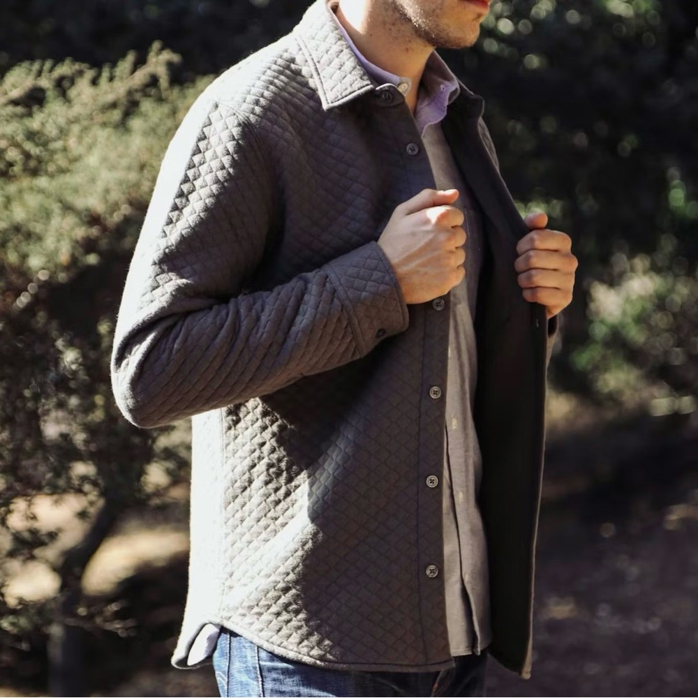 Men's Casual Quilted Shirt Jacket - Gray